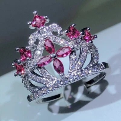 Anello Argento 925 Corona Silver Sterling 925% Swarovski Crystal - Immagine 1 di 4