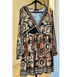 Black and Peach colored patterned dresses for women. Casual, or Party attire - Picture 1 of 3