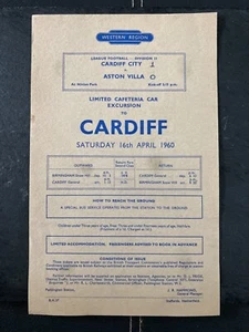 Original Eisenbahn Handschein Fußballzug Cardiff City v Aston Villa 1960 1959/60 - Bild 1 von 1