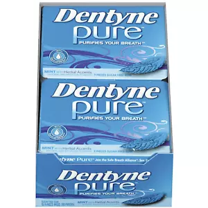 Dentyne Pure Mint mit pflanzlichen Akzenten zuckerfreier Kaugummi, 10 Packungen à 9 Stück 90 - Bild 1 von 18