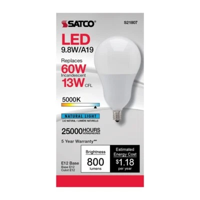Satco S21807 - 9.8 Watt A19 LED Bulbs -  5000K - 120 Volts  (6 Pack) - Image 1 of 4