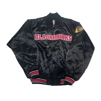 Винтажная атласная куртка на пуговицах Majestics Chicago Blackhawks Bomber размер большой - Изображение 1 из 4