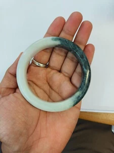 56mm Green Jade Bangle Bracelet 100% Real Natural Burmese Burma Jadeite - Picture 1 of 21