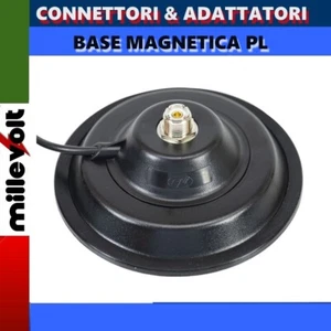 BASE MAGNETICA 14cm ATTACCO PL CON 4 METRI CAVO RG58 PER ANTENNA CB OM - Photo 1/5