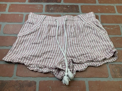 Пляжные шорты с перемоткой для взрослых женщин размер маленький в полоску льняные шорты с карманами - Изображение 1 из 4