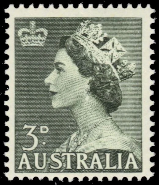 AUSTRÁLIA 257 (SG262) - Rainha Elizabeth II "1953 Verde Escuro" (pb73935) - Imagem 1 de 1
