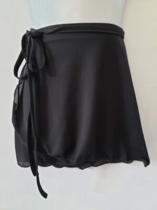 Girls Black Wrap Skirt Child One Size Side Tie Crepe MOTIONWEAR NWOT - Picture 1 of 3