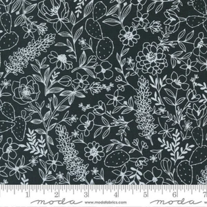 MODA FABRICS WITH#11513 15 "HEY YALL" TEXAS FLORAL WHITE ON BLACK BTY - Picture 1 of 1