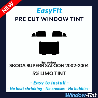 EasyFit Static Pre Cut Tint For Skoda Superb 4-door 2002-04 - 5% Limo Rear - Image 1 of 3