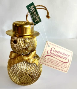 NWT Vtg Midwest  Refillable Gold Mesh Snowman Potpourri Christmas Ornament~4.5" - Picture 1 of 20