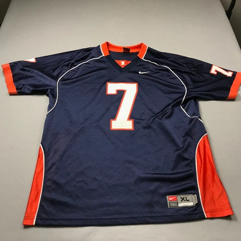 Illinois Fighting Illini Jersey Mens XL Blue Orange Nike Football NCAA Logo Cover
