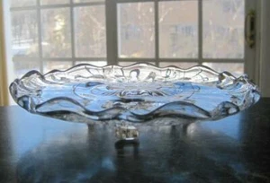 FOSTORIA BAROQUE SHAPED CHINTZ~ROSE~ETCHED~8" 3-TOED TIDBIT TRAY~PLATTER~EXC - Picture 1 of 3