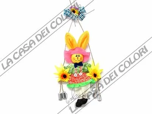 DECORAZIONE - CONIGLIETTO - 35x25cm - CON CAMPANELLI - Imagen 1 de 1