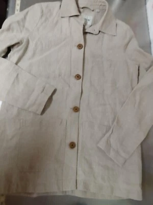 Chaqueta de lino Orvis para mujer XS tostado claro bolsillos delanteros-botones para arriba Foto 1 de 4