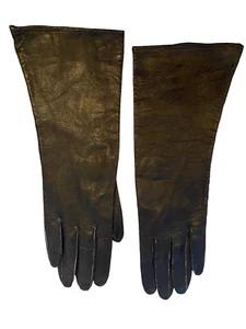 Vintage Dayne Taylor Black Leather Womens Hand Gloves 6.5 Made In Italy - Picture 1 of 4