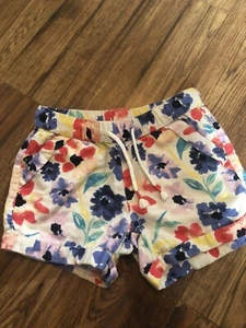 WONDER NATION Floral Cuffed Shorts Elastic Waist Drawstring Pockets Girls 6-6x - Picture 1 of 3