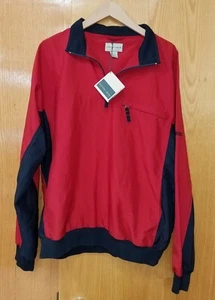 NWT Men's Cutter & Buck Half Zip Windbreaker Jacket Red Navy The Travelers Lg - Picture 1 of 3