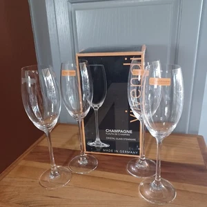 4 Nachtmann Vivendi Premium Champagne Crystal Stem Flutes Germany #85695 - Picture 1 of 15
