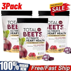 3X Total Beets Ultimate Heart Health Blood- Pressure Support Chews 4IN1 - Picture 1 of 10
