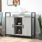 Modern Sideboard, Storage Cabinet with Adjustable Shelves Steel Frame Light Grey