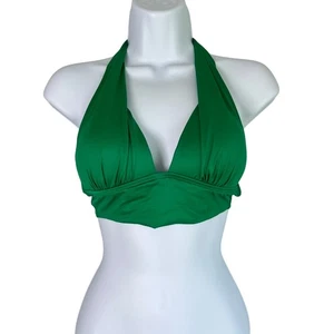 Gibson & Latimer Kelly Green Molded Cup Halter Bikini Top Size Medium Beach - Bild 1 von 6