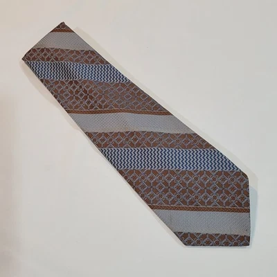 Corbata ancha retro vintage años 60 70 poliéster rayas. Azul, gris, marrón Foto 1 de 4