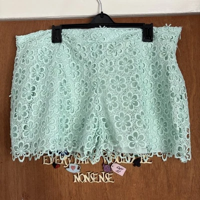 Be Beau Size 18 Mint Green Lace Shorts Zip Up Fastening - Image 1 of 4