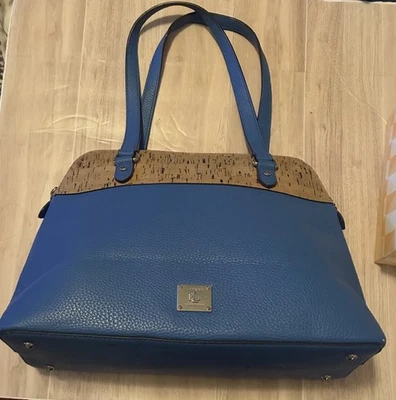 Cartera/tote/bolso/cartera Lauren Ralph Lauren Hanway de imitación azul corcho y cobalto Foto 1 de 4