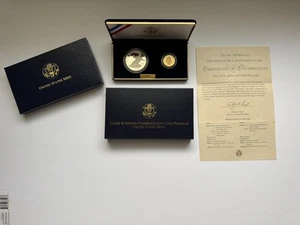 1997 Jackie Robinson 50th Anniversary $5 Gold $1 Silver Commem ~2 Coin Proof Set - Picture 1 of 14