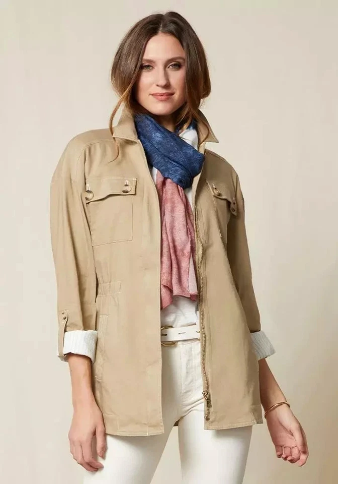 Chaqueta de Carga Good Hart Matilda Jane Talla Grande Memphis Camel Tostado Mezcla de Lino Foto 1 de 4