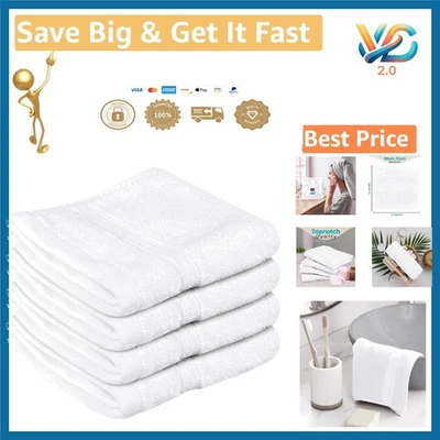 Juego de 4 paños de lavado 100 % algodón Mart de secado rápido blanco suave Foto 1 de 4