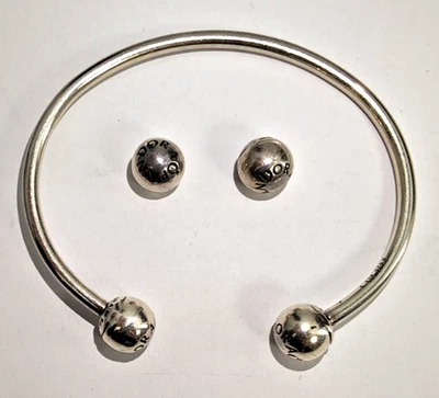 schönes Pandora Armreif Armband -Spange 925 Sterling Silber Ale mit Ersatzkugeln - Bild 1 von 4