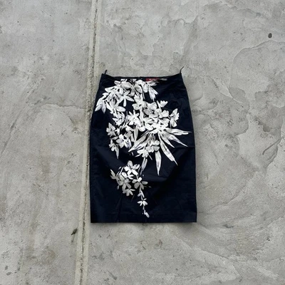 Falda midi para mujer Max Mara azul floral elastano midi línea A talla M Foto 1 de 4