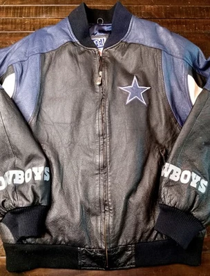 Chaqueta de bombardero Dallas Cowboys 100 % cuero genuino Carl Banks GIII adulto (L)!!! Foto 1 de 4
