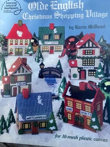 Oldes englisches Weihnachts-Einkaufsdorf Karen McDanel in 10 Mesh Kunststoff Leinwand - Bild 1 von 4