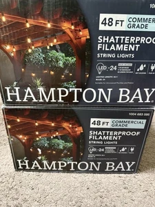 2PK Hampton Bay 24-Light Indoor/Outdoor 48 ft. String Light ASIS FOR PARTS READ - Picture 1 of 7