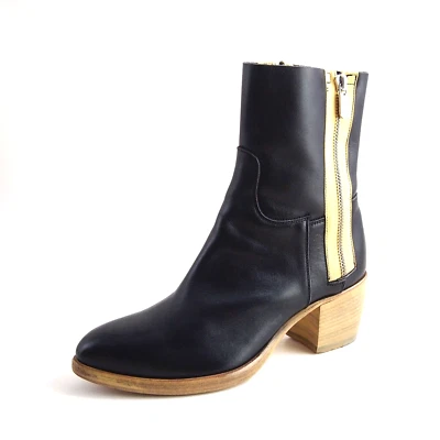 Rocco P Botines Tacón Medio Cuero Negro Mujer Zapato Talla US 6.5 EU 36.5  Foto 1 de 4