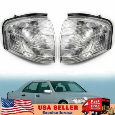 Pair Corner Lights Turn Signal Lamps For Mercedes Benz C Class W202 1994-2000 - Image 1 of 4