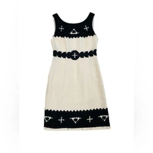 Tory Burch Kleid Wolle Creme Und Schwarz Midi Knielang - Bild 1 von 6