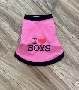 LITTLE LILY Designer Dog Clothes, I Heart Boys, Pink Shirt Size S - Picture 1 of 2