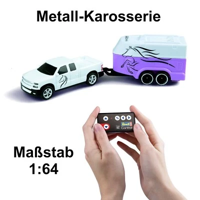 Mini RC Auto Metall Pick-up SUV mit Pferdeanhänger 1:64 ferngesteuert Revell - Bild 1 von 4