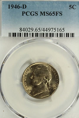 1946-D Jefferson Nickel : PCGS MS65FS - Image 1 of 4