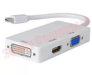 3 in 1 Mini Displayport Thunderbolt to HDMI DVI VGA Adapter For MacBook Pro 3 2 - Picture 1 of 3