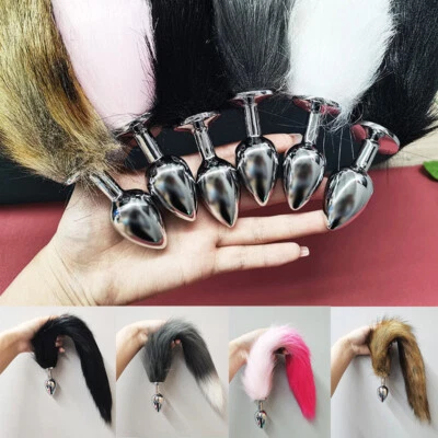 Falsa cola de zorro con tapón trasero anal de metal para mujeres juego romántico juegos con disfraces juguetes sexuales pequeño Foto 1 de 4