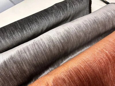 Velvet fabric Komet by Romo upholstery curtain material 140 cms wide rust brown