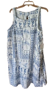 Cynthia Rowley Linen Modern Knee Length Coastal Sleeveless Shift Dress SZ XL NWT - Picture 1 of 11