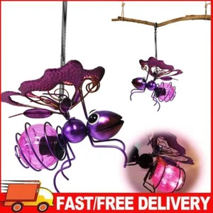 Solar Iron Insect Statue w/ LED Fairy Light Hanging Bee Light for Garden(Purple) - Picture 1 of 10