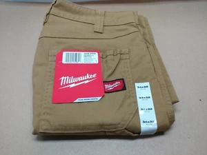 Milwaukee 701K-3432 Heavy Duty Flex Work Pants w/6 Pockets in Khaki / 34x32 - Picture 1 of 9