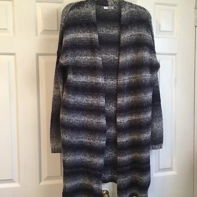 Sonoma Cárdigan Mujer S 6 Gris Azulado Blanco Rayas Ombre 23" Axila a Axila Foto 1 de 4