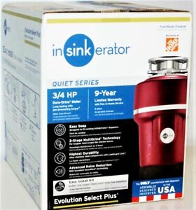 InSinkErator Evolution Select Plus 3/4HP Garbage Disposal Quiet Series NEW N BOX